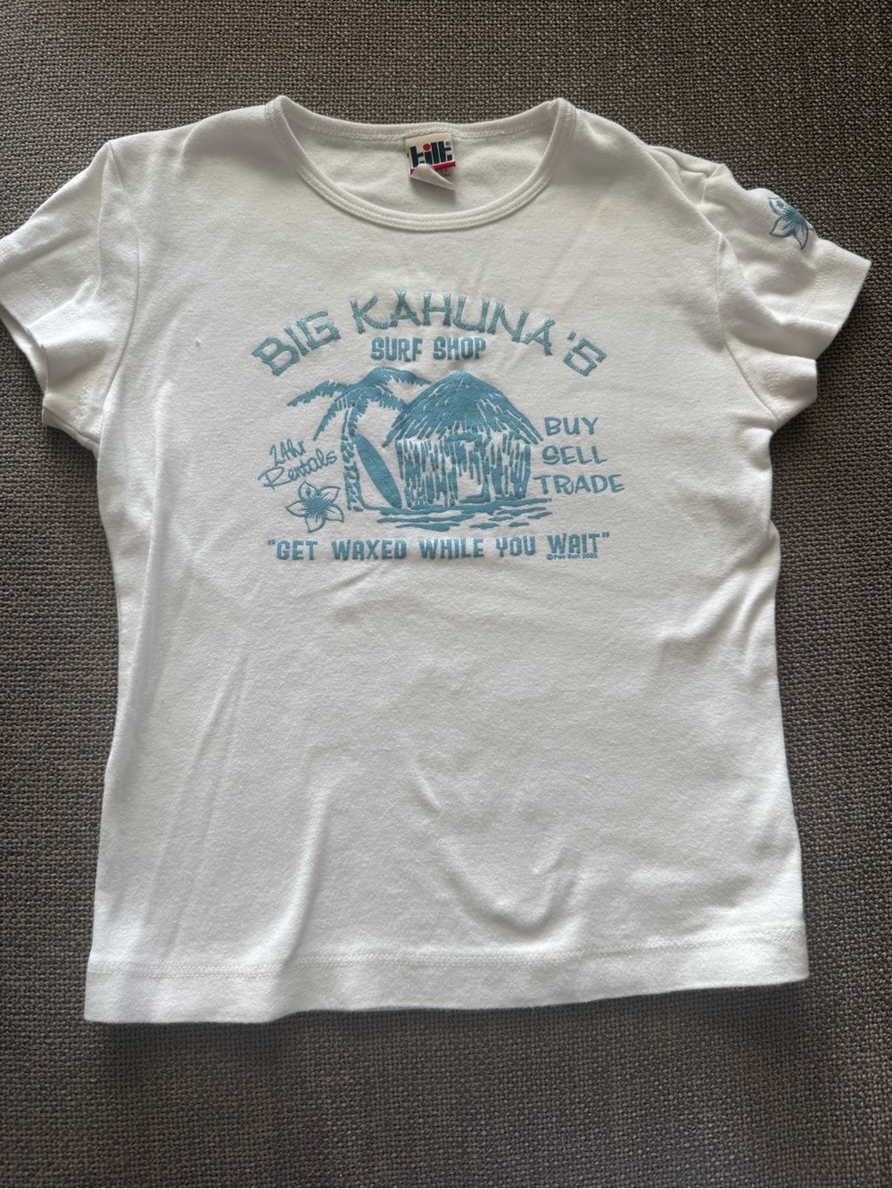 Tilt Vintage Classic Y2K White Blue Graphic Surf Beach Glitter Baby Tee Size S